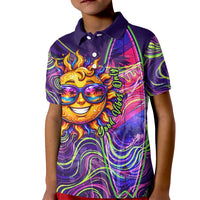 Waimanalo Hawaii Sun Rabbit Kid Polo Shirt Psychedelic Trippy Neon Swirl Graphic