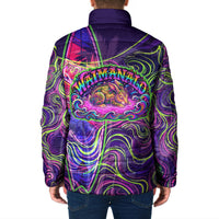Waimanalo Hawaii Sun Rabbit Padded Jacket Psychedelic Trippy Neon Swirl Graphic