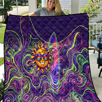 Waimanalo Hawaii Sun Rabbit Quilt Psychedelic Trippy Neon Swirl Graphic