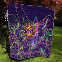 Waimanalo Hawaii Sun Rabbit Quilt Psychedelic Trippy Neon Swirl Graphic