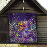 Waimanalo Hawaii Sun Rabbit Quilt Psychedelic Trippy Neon Swirl Graphic