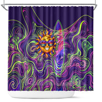 Waimanalo Hawaii Sun Rabbit Shower Curtain Psychedelic Trippy Neon Swirl Graphic