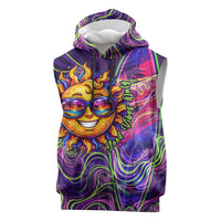 Waimanalo Hawaii Sun Rabbit Sleeveless Hoodie Psychedelic Trippy Neon Swirl Graphic
