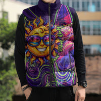 Waimanalo Hawaii Sun Rabbit Sleeveless Puffer Jacket Psychedelic Trippy Neon Swirl Graphic