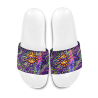 Waimanalo Hawaii Sun Rabbit Slide Sandals Psychedelic Trippy Neon Swirl Graphic
