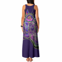 Waimanalo Hawaii Sun Rabbit Tank Maxi Dress Psychedelic Trippy Neon Swirl Graphic