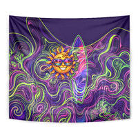 Waimanalo Hawaii Sun Rabbit Tapestry Psychedelic Trippy Neon Swirl Graphic