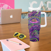 Waimanalo Hawaii Sun Rabbit Tumbler With Handle Psychedelic Trippy Neon Swirl Graphic