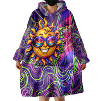 Waimanalo Hawaii Sun Rabbit Wearable Blanket Hoodie Psychedelic Trippy Neon Swirl Graphic