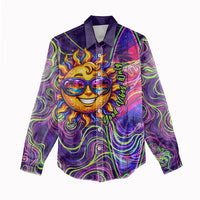 Waimanalo Hawaii Sun Rabbit Women Casual Shirt Psychedelic Trippy Neon Swirl Graphic