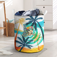 Hawaii Waimanalo Sea Turtle Laundry Basket Cute Tropical Beach Aloha Spirit Cartoon