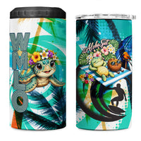 Hawaii Waimanalo Sea Turtle 4 in 1 Can Cooler Tumbler Cute Tropical Beach Aloha Spirit Cartoon