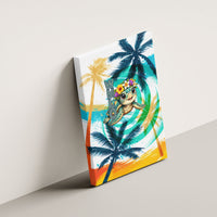 Hawaii Waimanalo Sea Turtle Canvas Wall Art Cute Tropical Beach Aloha Spirit Cartoon