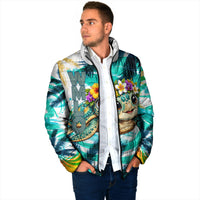 Hawaii Waimanalo Sea Turtle Padded Jacket Cute Tropical Beach Aloha Spirit Cartoon