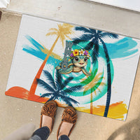 Hawaii Waimanalo Sea Turtle Rubber Doormat Cute Tropical Beach Aloha Spirit Cartoon
