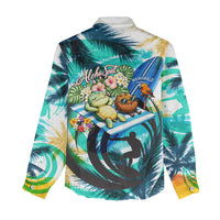 Hawaii Waimanalo Sea Turtle Women Casual Shirt Cute Tropical Beach Aloha Spirit Cartoon