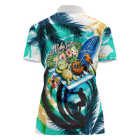 Hawaii Waimanalo Sea Turtle Women Polo Shirt Cute Tropical Beach Aloha Spirit Cartoon