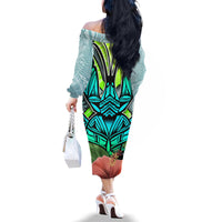 Polynesian Hawaii Family Matching Off Shoulder Long Sleeve Dress and Hawaiian Shirt Kanaka with Crab Tribal tattoo TS04 - Polynesian Pride