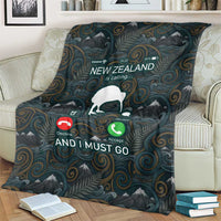 New Zealand is Calling and I Must Go Blanket Kiwi Bird Silhouette