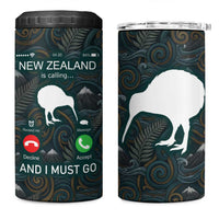 New Zealand is Calling and I Must Go 4 in 1 Can Cooler Tumbler Kiwi Bird Silhouette