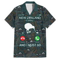 New Zealand is Calling and I Must Go Family Matching Off The Shoulder Long Sleeve Dress and Hawaiian Shirt Kiwi Bird Silhouette TS04 Dad's Shirt - Short Sleeve Multicolor - Polynesian Pride