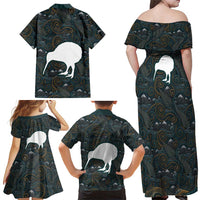 New Zealand is Calling and I Must Go Family Matching Off Shoulder Maxi Dress and Hawaiian Shirt Kiwi Bird Silhouette TS04 - Polynesian Pride