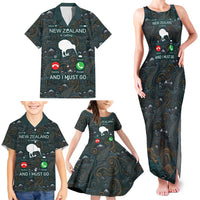 New Zealand is Calling and I Must Go Family Matching Tank Maxi Dress and Hawaiian Shirt Kiwi Bird Silhouette