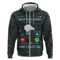 New Zealand is Calling and I Must Go Hoodie Kiwi Bird Silhouette