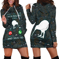 New Zealand is Calling and I Must Go Hoodie Dress Kiwi Bird Silhouette TS04 - Polynesian Pride