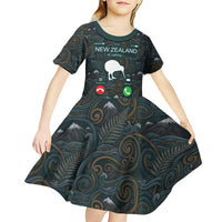 New Zealand is Calling and I Must Go Kid Short Sleeve Dress Kiwi Bird Silhouette