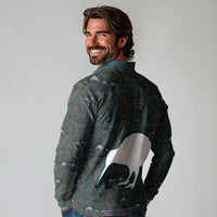 New Zealand is Calling and I Must Go Long Sleeve Polo Shirt Kiwi Bird Silhouette