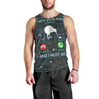 New Zealand is Calling and I Must Go Men Tank Top Kiwi Bird Silhouette