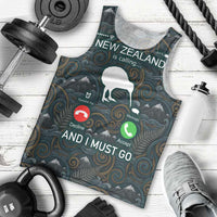New Zealand is Calling and I Must Go Men Tank Top Kiwi Bird Silhouette