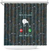 New Zealand is Calling and I Must Go Shower Curtain Kiwi Bird Silhouette