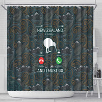 New Zealand is Calling and I Must Go Shower Curtain Kiwi Bird Silhouette