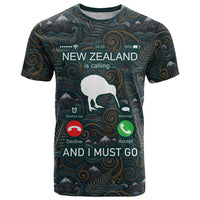 New Zealand is Calling and I Must Go T Shirt Kiwi Bird Silhouette