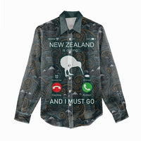 New Zealand is Calling and I Must Go Women Casual Shirt Kiwi Bird Silhouette TS04 - Polynesian Pride