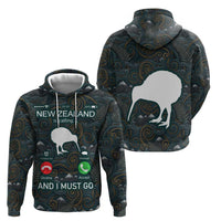 New Zealand is Calling and I Must Go Zip Hoodie Kiwi Bird Silhouette
