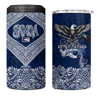 American Samoa Eagle 4 in 1 Can Cooler Tumbler Sea Turtle Traditional Polynesian Tribal Tattoo