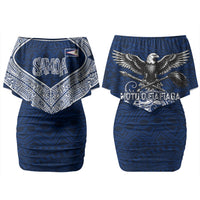 American Samoa Eagle Couples Matching Off Shoulder Short Dress and Long Sleeve Button Shirt Sea Turtle Traditional Polynesian Tribal Tattoo
