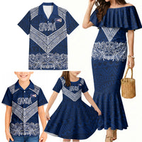American Samoa Eagle Family Matching Mermaid Dress and Hawaiian Shirt Sea Turtle Traditional Polynesian Tribal Tattoo