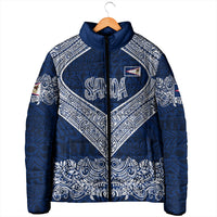 American Samoa Eagle Padded Jacket Sea Turtle Traditional Polynesian Tribal Tattoo