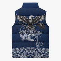 American Samoa Eagle Sleeveless Puffer Jacket Sea Turtle Traditional Polynesian Tribal Tattoo