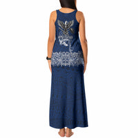 American Samoa Eagle Tank Maxi Dress Sea Turtle Traditional Polynesian Tribal Tattoo