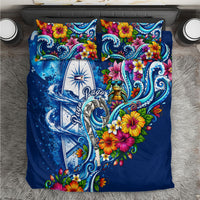 American Samoa Pago Pago Bedding Set Sea Turtle And Fruit Bat - Tropical Hibiscus Flowers Polynesian