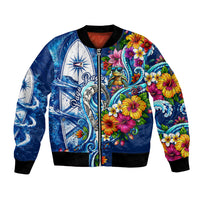 American Samoa Pago Pago Bomber Jacket Sea Turtle And Fruit Bat - Tropical Hibiscus Flowers Polynesian