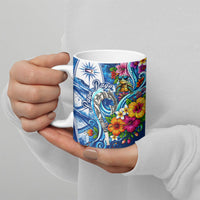 American Samoa Pago Pago Ceramic Mug Sea Turtle And Fruit Bat - Tropical Hibiscus Flowers Polynesian