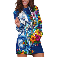 American Samoa Pago Pago Hoodie Dress Sea Turtle And Fruit Bat - Tropical Hibiscus Flowers Polynesian