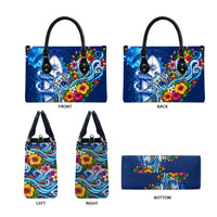 American Samoa Pago Pago Leather Bag Sea Turtle And Fruit Bat - Tropical Hibiscus Flowers Polynesian