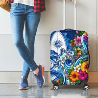 American Samoa Pago Pago Luggage Cover Sea Turtle And Fruit Bat - Tropical Hibiscus Flowers Polynesian